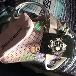 Juicy Couture bag with makeup case and small walle